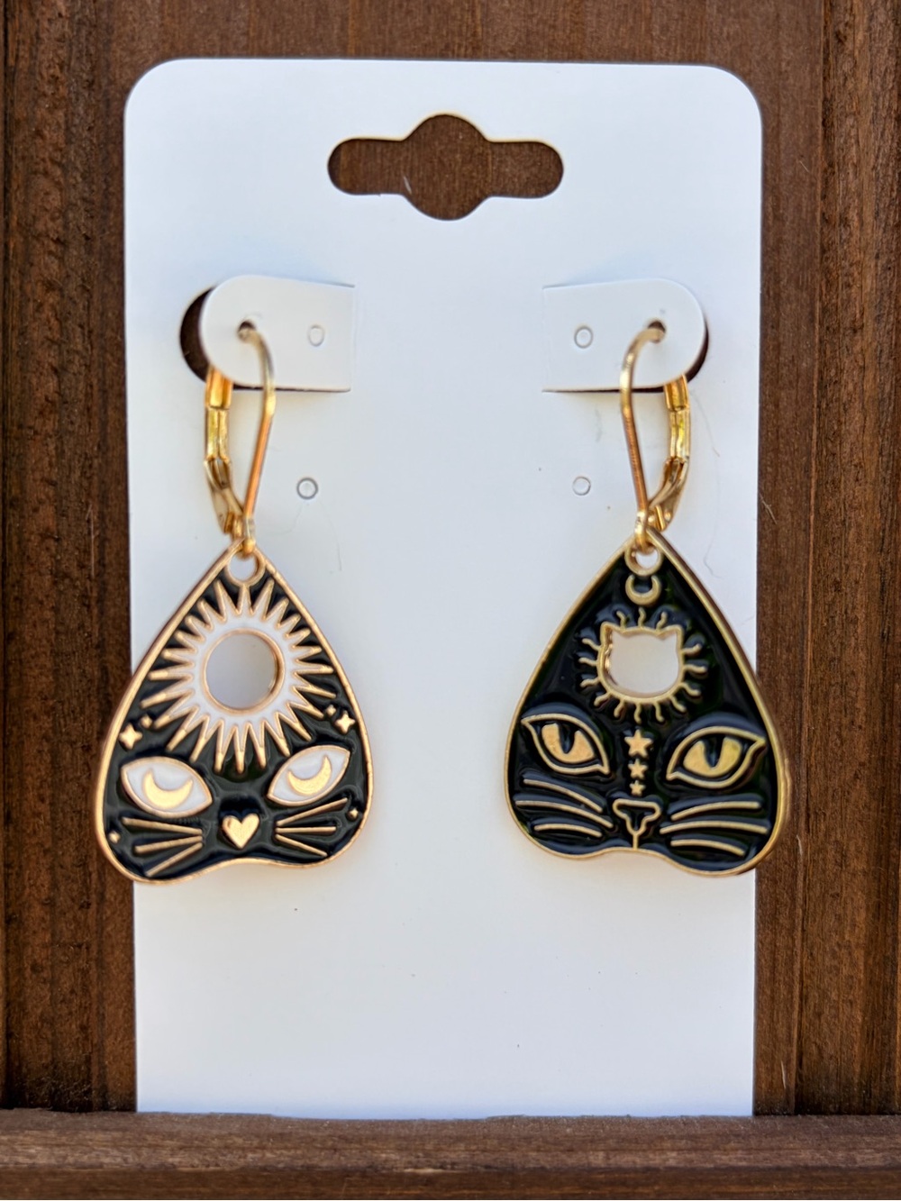 Black Cat Ouija Planchette Earrings